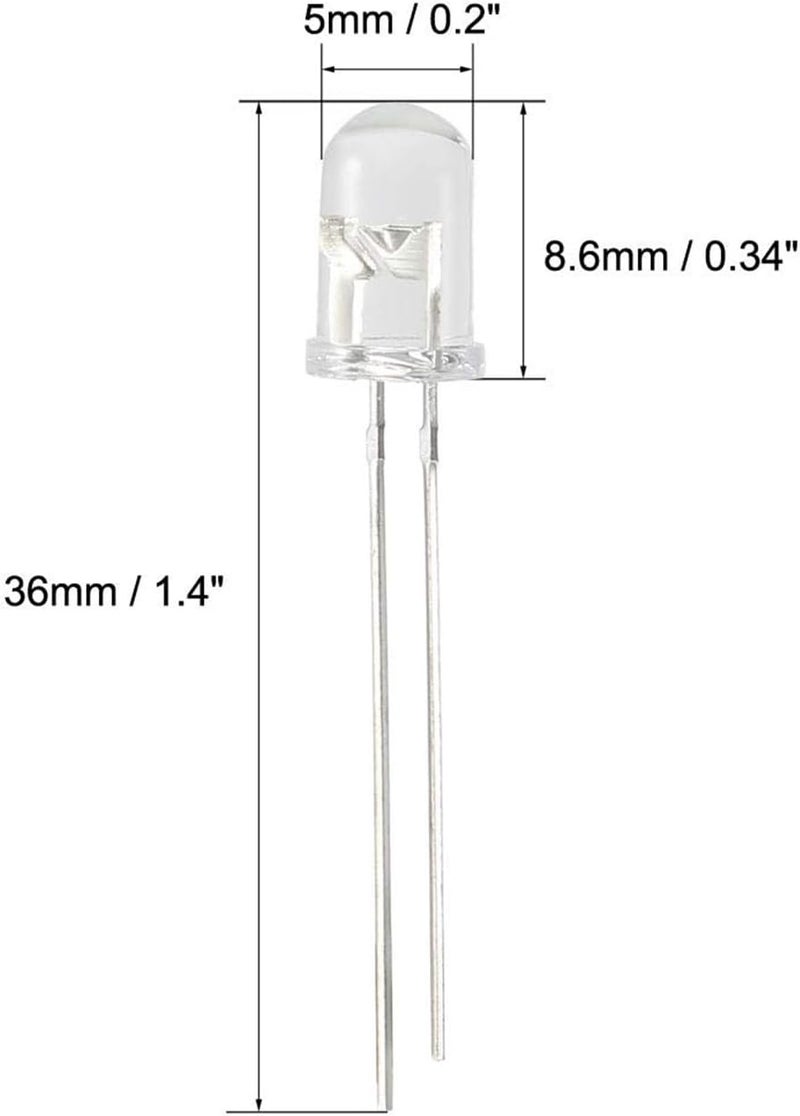 hiBCTR 20Pcs PT334-6C 5mm Phototransistor Light Sensor - 400-1000nm Wavelength Range, 15-20mA Sensitivity for Optical Switches/Arduino Projects (Clear Round F5 3V) - Image 4